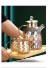 Kabartmalı Bambu Kapaklı Borosilikat Cam Demlik 1500ml Royaleks-CM-2005