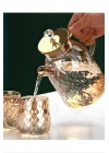 Kabartmalı Bambu Kapaklı Borosilikat Cam Demlik 1500ml Royaleks-CM-2005