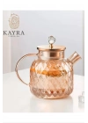 Kabartmalı Borosilikat Cam Demlik 1000ml Royaleks-CM-2006