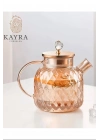 Kabartmalı Borosilikat Cam Demlik 1000ml Royaleks-CM-2006