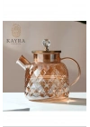 Kabartmalı Borosilikat Cam Demlik 1000ml Royaleks-CM-2006