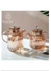 Kabartmalı Borosilikat Cam Demlik 1000ml Royaleks-CM-2006