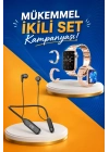 Kablolu Bluetooth Kulaklık ve Kadınlara Özel Bileklik Hediyeli Yeni Nesil Akıllı Saat 3 Kordonlu