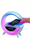Kablosuz Şarjlı Bluetooth Hoparlör RGB Işık Gece Lambası Dijital Saat