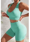 Kadın Açık Mavi Yüksek Bel Çapraz Sırt Detaylı Şortlu Gecelik Takım