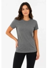 Kadın Basic Tişört Bisiklet Yaka Kısa Kol Günlük Yazlık Slim fit T-Shirt - Antrasit