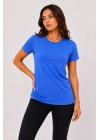 Kadın Basic Tişört Bisiklet Yaka Kısa Kol Günlük Yazlık Slim fit T-Shirt - Mavi