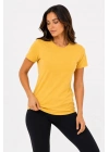Kadın Basic Tişört Bisiklet Yaka Kısa Kol Günlük Yazlık Slim fit T-Shirt - Sarı