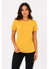 Kadın Basic Tişört Bisiklet Yaka Kısa Kol Günlük Yazlık Slim fit T-Shirt - Sarı