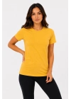 Kadın Basic Tişört Bisiklet Yaka Kısa Kol Günlük Yazlık Slim fit T-Shirt - Sarı