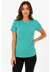 Kadın Basic Tişört Bisiklet Yaka Kısa Kol Günlük Yazlık Slim fit T-Shirt - Su Yeşili