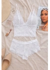 Kadın Beyaz Dantel Bralet Şort Takımı – Romantik ve Zarif İç Giyim