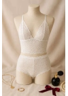 Kadın Beyaz Dantel Bralet Şort Takımı – Romantik ve Zarif İç Giyim
