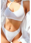 Kadın Beyaz Desteksiz Seamless Tangalı İç Çamaşır Takımı