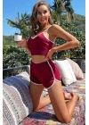 Kadın Bordo Askılı Crop Top ve Şortlu Gecelik Takım