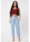 Kadın Bordo Kare Yaka Crop Top Bluz – Şık, Rahat ve Kolay Kombinlenebilir