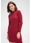Kadın Bordo Kaşkorse Balıkçı Yaka Uzun Kollu Bodycon Mini Elbise