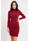 Kadın Bordo Kaşkorse Balıkçı Yaka Uzun Kollu Bodycon Mini Elbise – Şık, Rahat ve 4 Mevsim