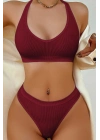 Kadın Bordo Seamless Tanga Sütyen Takım