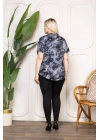 Kadın Desenli Püsküllü Viskon Bluz Bebe Yaka Kısa Kollu Big Size Rahat Kesim - Desenli