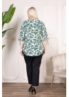 Kadın Desenli Püsküllü Viskon Bluz Bebe Yaka Kısa Kollu Big Size Rahat Kesim - Desenli