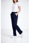 Kadın Düz Paça Beli Lastikli İpli Günlük Spor Eşofman Altı Rahat Fit - Lacivert