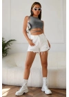 Kadın Gri Çapraz Bağlamalı Crop Top Büstiyer – Modern ve Şık Tasarım