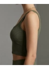 Kadın Haki Yeşili Kalın Askılı Crop Top Büstiyer – Modern ve Şık Tasarım
