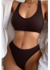 Kadın Kahverengi Desteksiz Seamless Tangalı İç Çamaşır Takımı