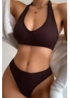 Kadın Kahverengi Seamless Tanga Sütyen Takım