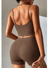Kadın Kahverengi Şortlu Kaşkorse Gecelik Takım