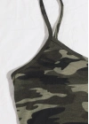 Kadın Kamuflaj Desenli Askılı Crop Top ve Şortlu Gecelik Takım