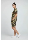 Kadın Kamuflaj Desenli Tişört Şort Takım – Günlük Rahat Kesim Yazlık 2’li Kombin - Kamuflaj