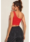 Kadın Kırmızı Tek Omuz Crop Büstiyer – Modern ve Şık Tasarım