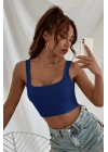 Kadın Lacivert Kalın Askılı Crop Top Büstiyer