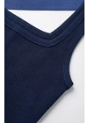 Kadın Lacivert Kalın Askılı Crop Top Büstiyer – Modern ve Şık Tasarım