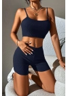 Kadın Lacivert Şortlu Kaşkorse Gecelik Takım