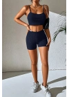 Kadın Lacivert Şortlu Kaşkorse Gecelik Takım