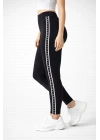 Kadın Likralı Yan Yıldız Şeritli Detaylı Tayt - Siyah