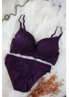 Kadın Mor Dolgulu Dantel Sütyen Ve Külot Takım