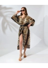 Kadın Rahat Kesim Şifon Kimono - Leopar