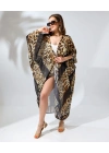 Kadın Rahat Kesim Şifon Kimono - Leopar