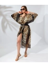 Kadın Rahat Kesim Şifon Kimono - Leopar