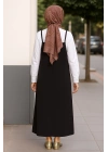 Kadın Siyah Basic Ayarlanabilir Askılı Jile Elbise
