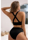 Kadın Siyah Çapraz Sırt Detaylı Iç Çamaşır Takımı