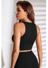 Kadın Siyah Derin Göğüs Dekolteli Şık Crop Top Bluz – Şık, Rahat ve Kolay Kombinlenebilir