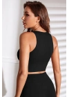 Kadın Siyah Derin Göğüs Dekolteli Şık Crop Top Bluz – Şık, Rahat ve Kolay Kombinlenebilir