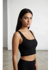 Kadın Siyah Kalın Askılı Crop Top Büstiyer – Modern ve Şık Tasarım