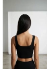 Kadın Siyah Kalın Askılı Crop Top Büstiyer – Modern ve Şık Tasarım