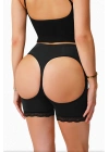 Kadın Siyah Pop Up Kalça Kaldırıcı ve Sekillendirici Dantel Paçalı Şort Külot